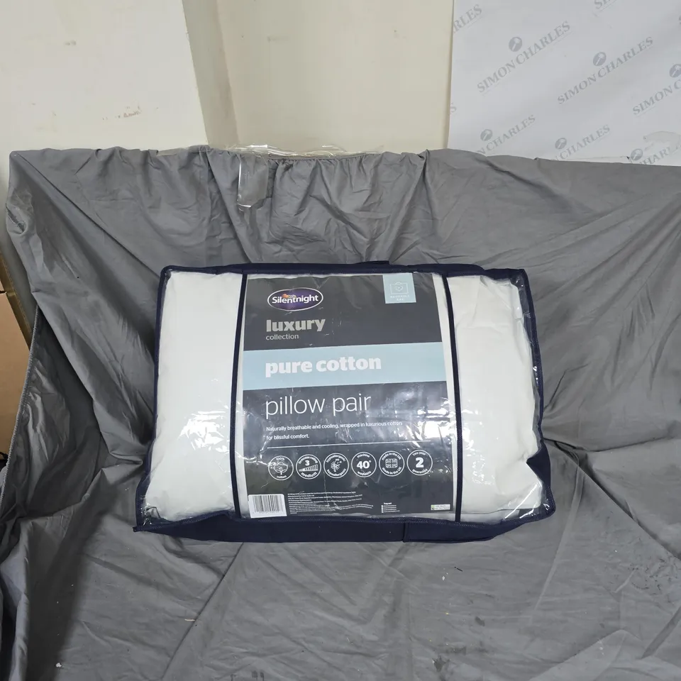 SILENTNIGHT LUXURY COLLECTION PURE COTTON PILLOW PAIR – TWO PILLOWS