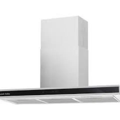 BOXED RUSSELL HOBBS 90CM T-SHAPED COOKER HOOD IN STAINLESS STEEL WITH 3 SPEED SETTINGS, 3X WASHABLE ALUMINIUM FILTERS, EXTRACTION OR RECIRCULATION, BOOST FUNCTION, LED LIGHTS A++ ENERGY RATING, RHGCH9