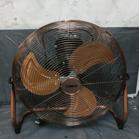 TOWER T662000C HIGH-SPEED VELOCITY FLOOR FAN WITH ADJUSTABLE TILT, LONG-LIFE MOTOR, 18 INCH, 100W, COPPER