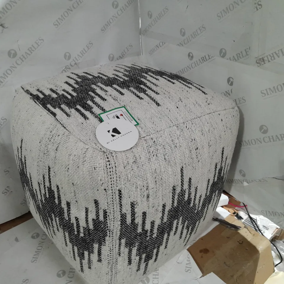 BOXED K BY KELLY HOPPEN ZIG ZAG POUFFE - WHITE