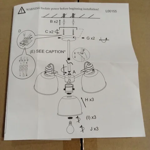 BOXED 3-LIGHT SHADED CHANDELIER