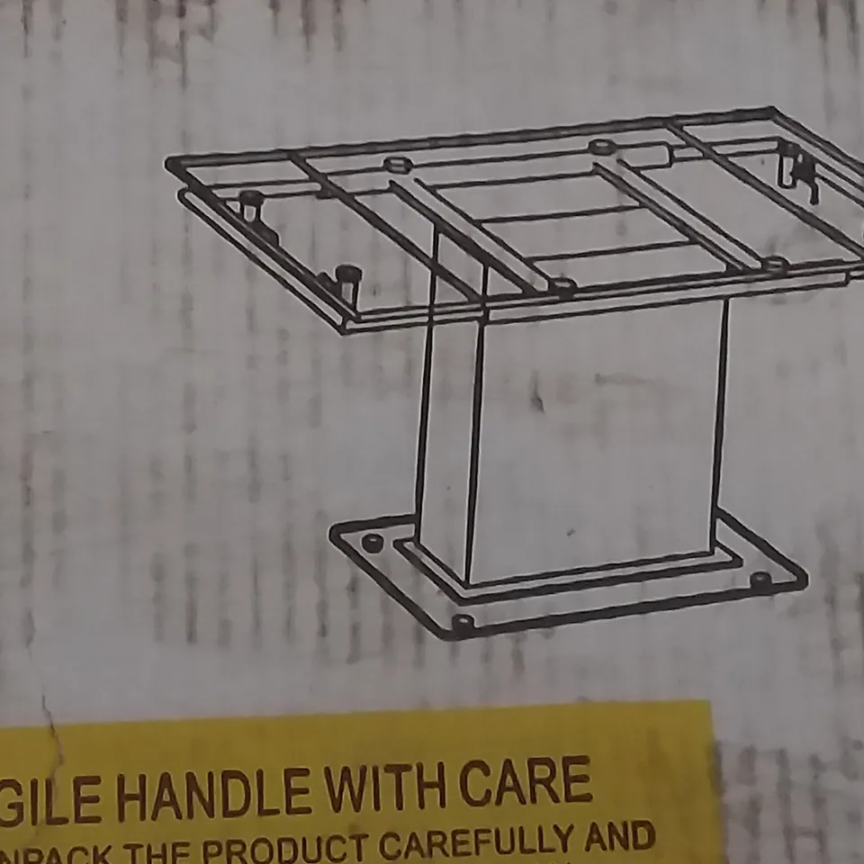 BOXED DESIGNER ENKE CLEAR GLASS EXTENDING DINING TABLE - 80-120X80X75CM BOX 2/3 NO BOX 1 AND 3