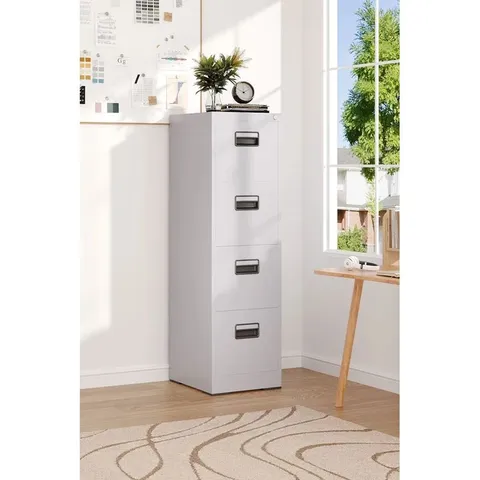 BOXED BEYZANUR 38.5cm WIDE 4 DRAWER FILING CABINET - WHITE (1 BOX)