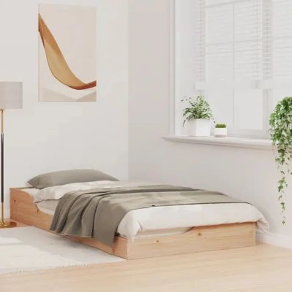 BOXED FLOOR BED FRAME SOLID WOOD PINE - SIZE UNSPECIFIED 