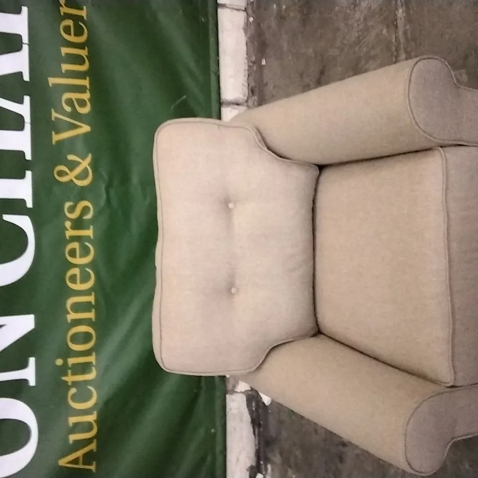 QUALITY DESIGNER BEIGE FABRIC ARMCHAIR 