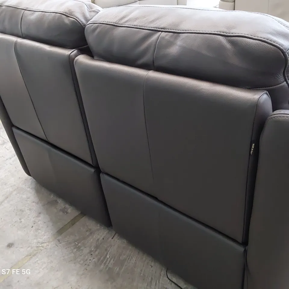 QUALITY ITALIAN DESIGNER POWER RECLINING PARMA TWO SEATER SOFA CHARCOAL LEATHER 
