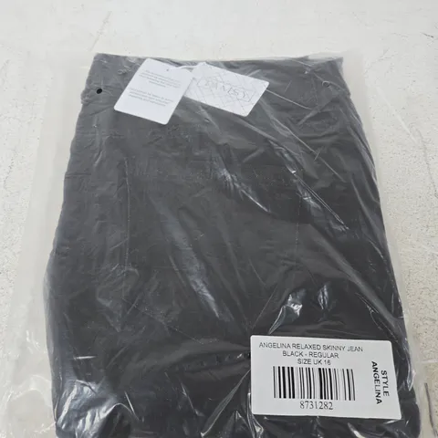 ANGELINA RELAXED SKINNY JEANS – BLACK, UK 16 REGULAR