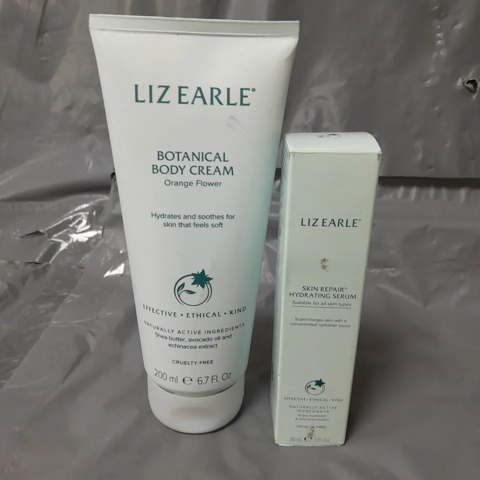 LIZ EARLE BOTANICAL BODY CREAM ORANGE FLOWER 200ML AND SKIN REPAIR HYDRATING SERUM 30ML