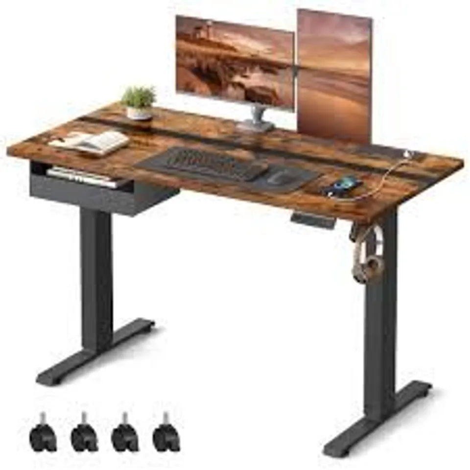 BOXED VASAGLE ELECTRIC STANDING DESK, 60 X 160 X (72-120cm), CONTINUOUS ADJUSTMENT, MEMORY FUNCTION WITH 4 HEIGHTS, RUSTIC BROWN - LSD176X11
