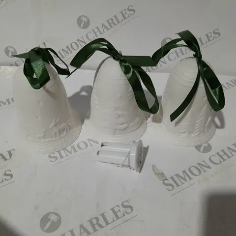 HOME REFLECTIONS SET OF 3 LIGHT UP PORCELAIN BELLS WOODLAND SCENE