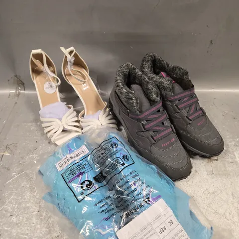 APPROXIMATELY 15 PAIRS OF ASSORTED SHOES TO INCLUDE - BOOTS - SLIPPERS - TRAINERS ETC