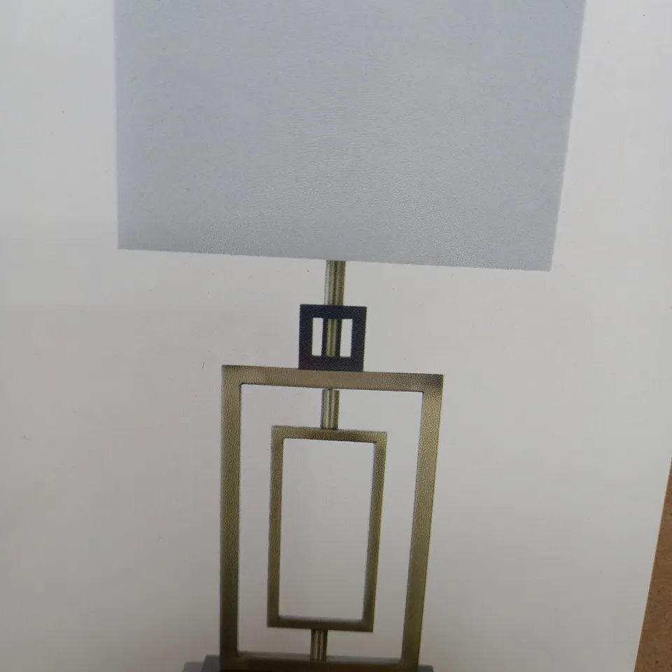 M&S LANDON TABLE LAMP, ANTIQUE BRASS, WHITE SHADE