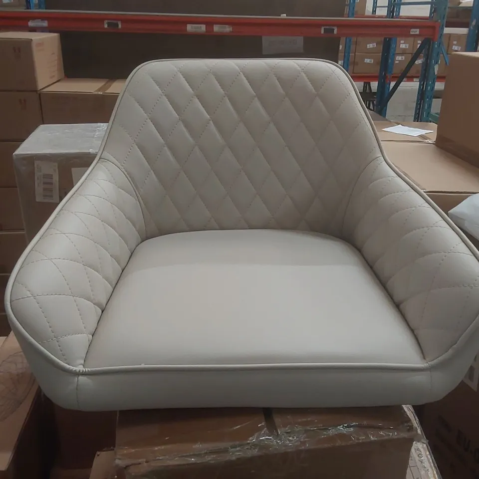 BOXED FAUX LEATHER DINING CHAIRS (SET OF 2) - BEIGE (1 BOX)