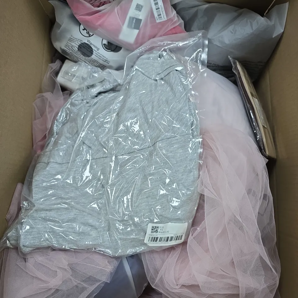 APPROXIMATELY 25 ASSORTED CLOTHING PRODUCTS IN VARIOUS STYLES & SIZES 