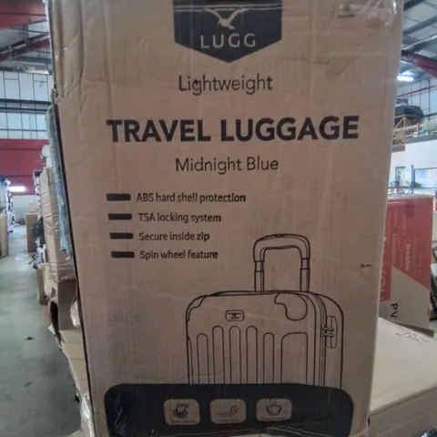 BOXED LIGHTWEIGHT TRAVEL LUGGAGE SUITCASE IN MIDNIGHT BLUE 