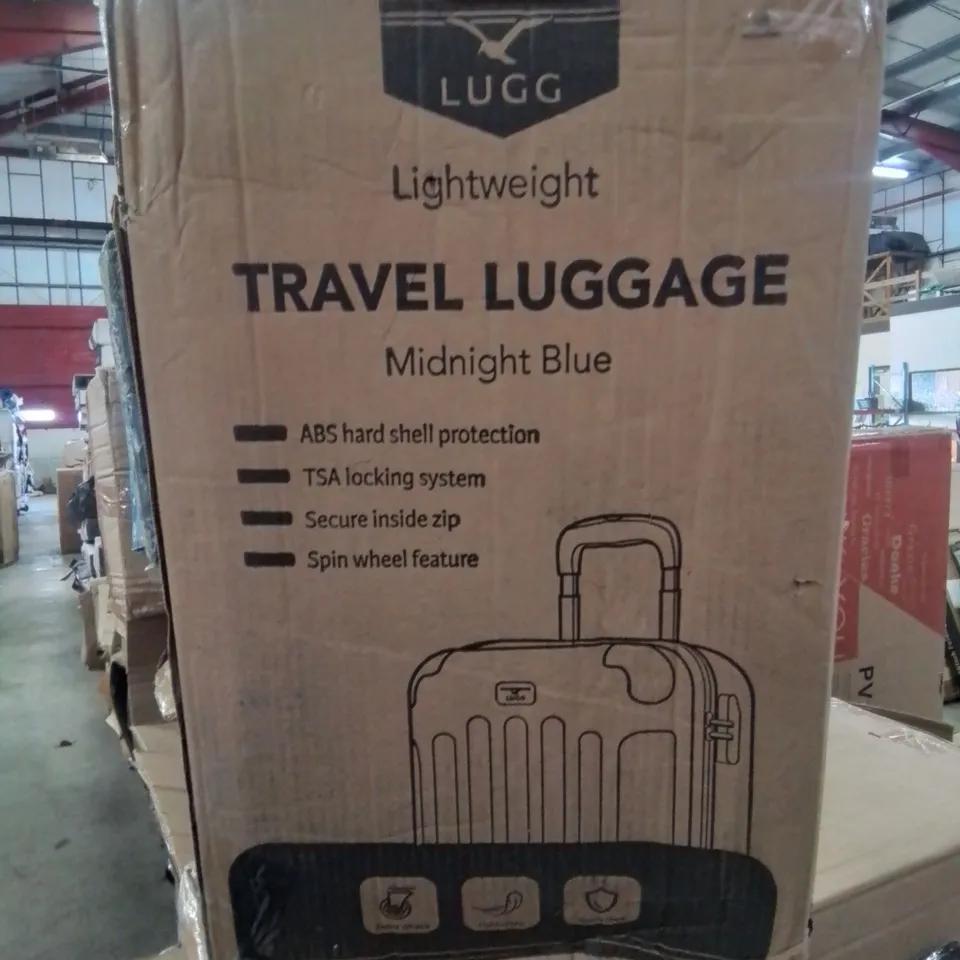 BOXED LIGHTWEIGHT TRAVEL LUGGAGE SUITCASE IN MIDNIGHT BLUE 