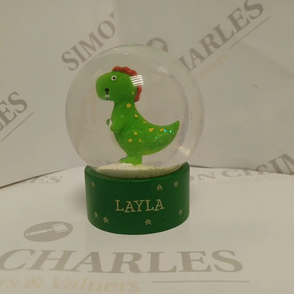 BOXED THE PERSONALISED MEMENTO COMPANY PERSONALISED DINOSAUR GLITTER SNOW GLOBE RRP £16.99