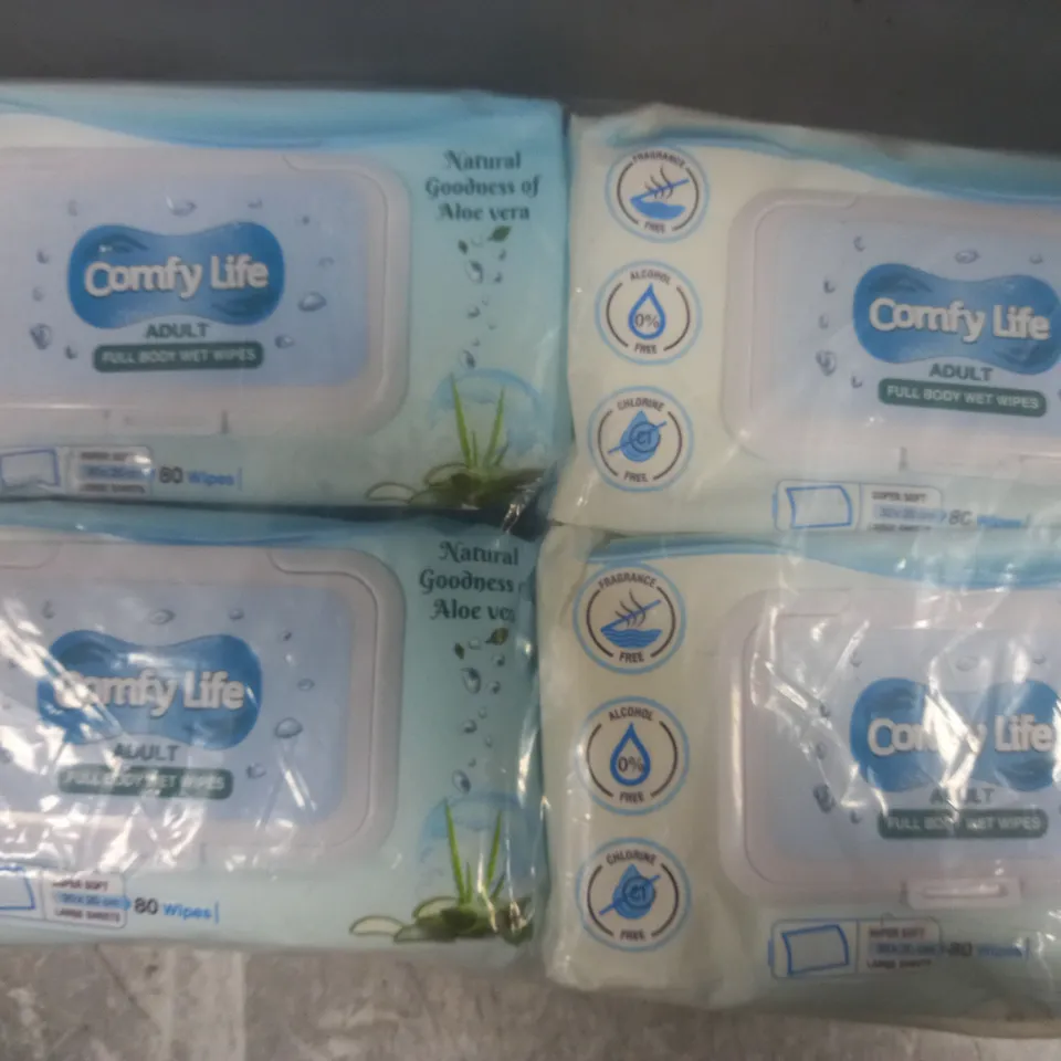 COMFY LIFE PREMIUM FULL BODY CLEANSING WET WIPES FOR ADULTS (4 X 80 WIPES)