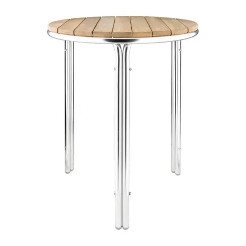 BOXED BOLERO ROUND ASH AND ALUMINIUM TABLE 600MM