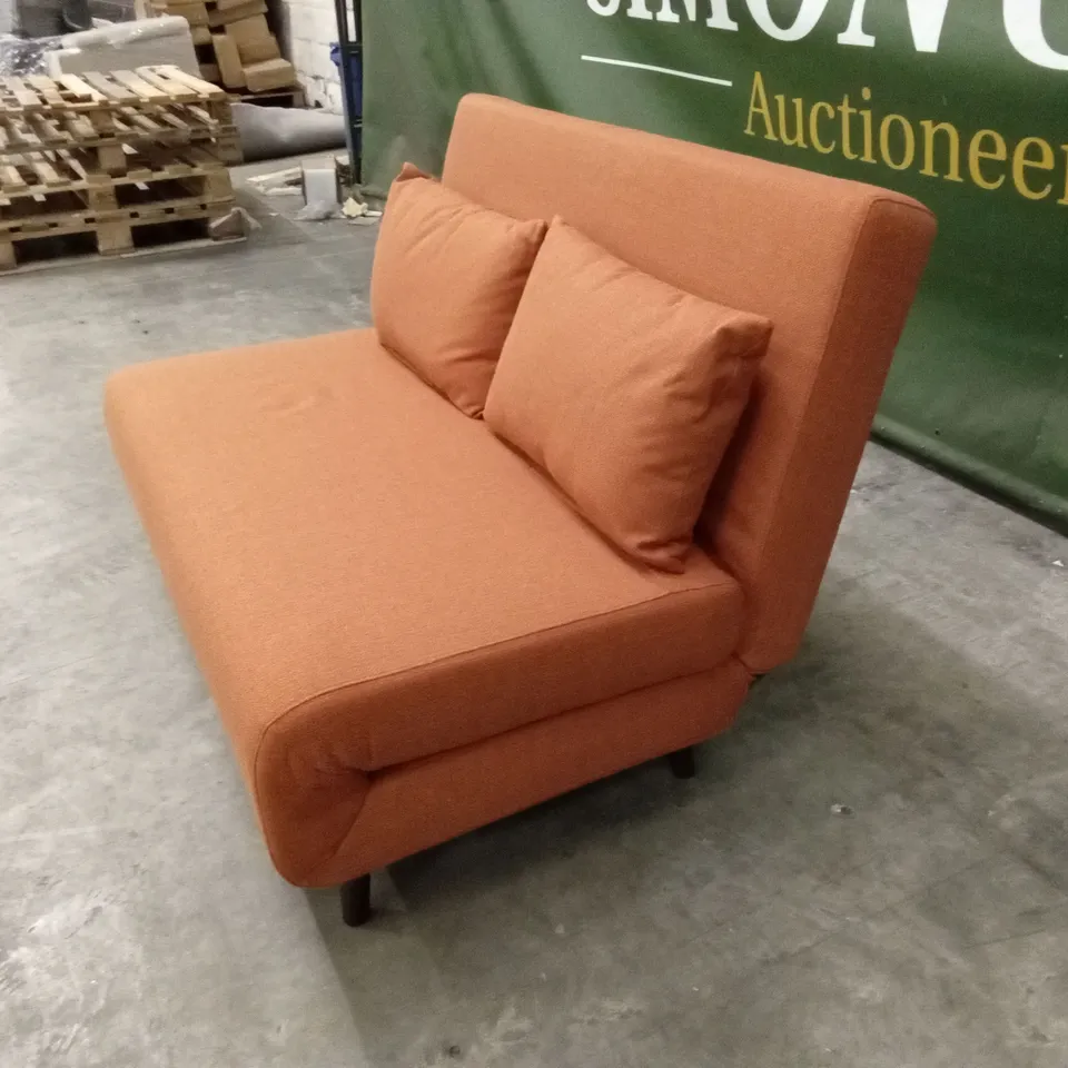 DUSK SEATTLE 2 SEATER CLICK CLACK SOFA BED - BURNT ORANGE FABRIC