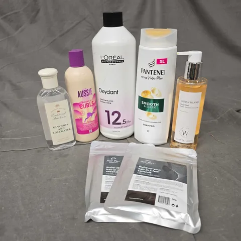 APPROXIMATELY 20 ASSORTED HEALTH & BEAUTY PRODUCTS TO INCLUDE AUSSIE BOUNCY CURLS SHAMPOO, INDIAN ISLAND BODY WASH AND HAIR PLUS FIBRES
