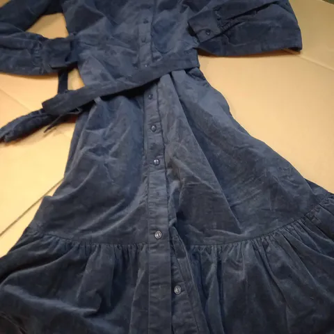 CREW CLOTHING COMPANY NAVY APPLE CORD DRESS - SIZE 14