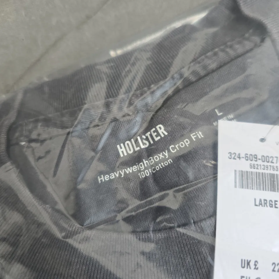 HOLSTER HEAVYWEIGHT CROP FIT T-SHIRT – 100% COTTON, SIZE LARGE IN WASHED GREY
