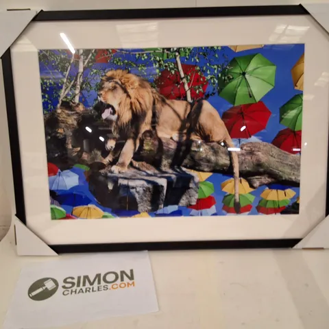 LION & UMBRELLAS - FRAMED PRINT
