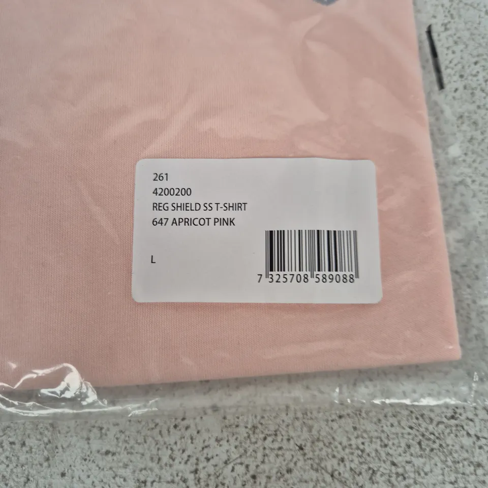 GANT REG SHIELD SS T-SHIRT – APRICOT PINK, UK SIZE L