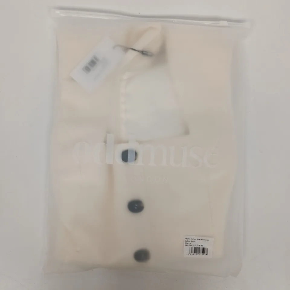 BAGGED ODD MUSE COTTON MIX WAISTCOAT IN ECRU SIZE MEDIUM