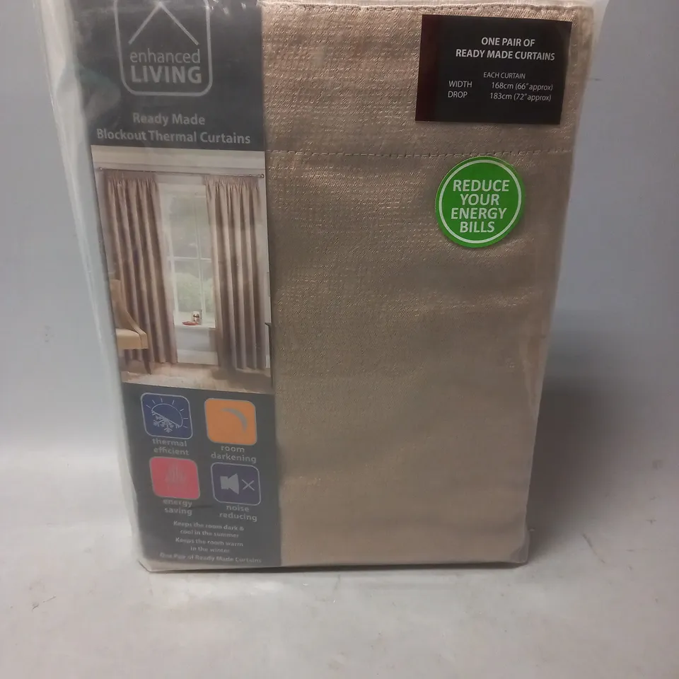 ENHANCED LIVING READY MADE BLOCKOUT THERMAL CURTAINS IN MATRIX R/M LATTE