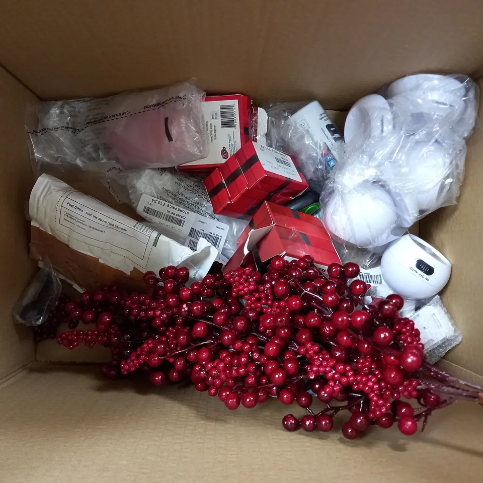 BOX OF APPROXIMATELY 15 ASSORTED HOUSEHOLD ITEMS TO INCLUDE FOUNDATION BRUSH, S-FIXX S-BOND, ETC