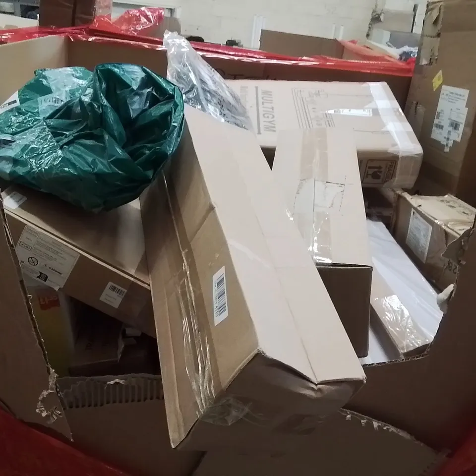 PALLET OF ASSORTED HOUSEHOLD GOODS AND PRODUCTS TO INCLUDE;SHOWER SET,RETRACTABLE SAFETY GATE,NEON LIGHT 