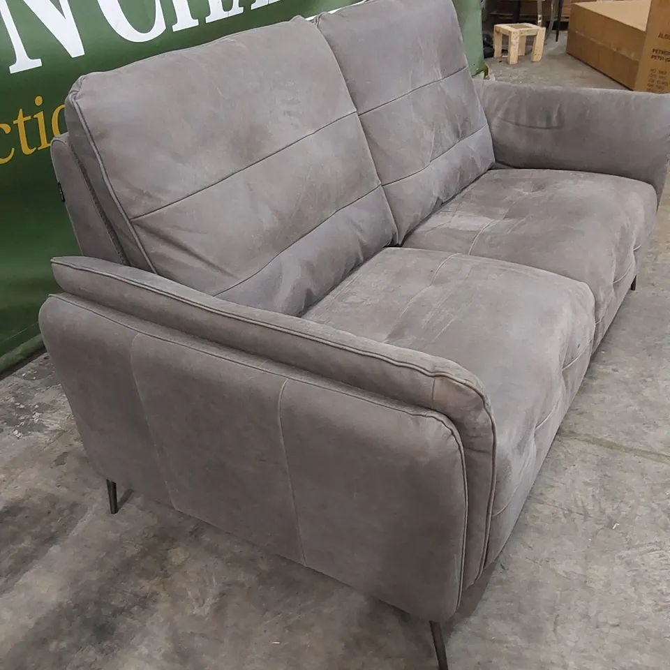 QUALITY DESIGNER ITALIAN MADE BOLZANO ELECTRIC RECLINER LOVESEAT SOFA IN GREY LEATHER 