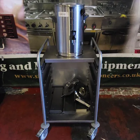 COMMERCIAL STAINLESS STEEL CATERING TROLLEY WITH HOT WATER BOILER / COFFEE DISPENSER