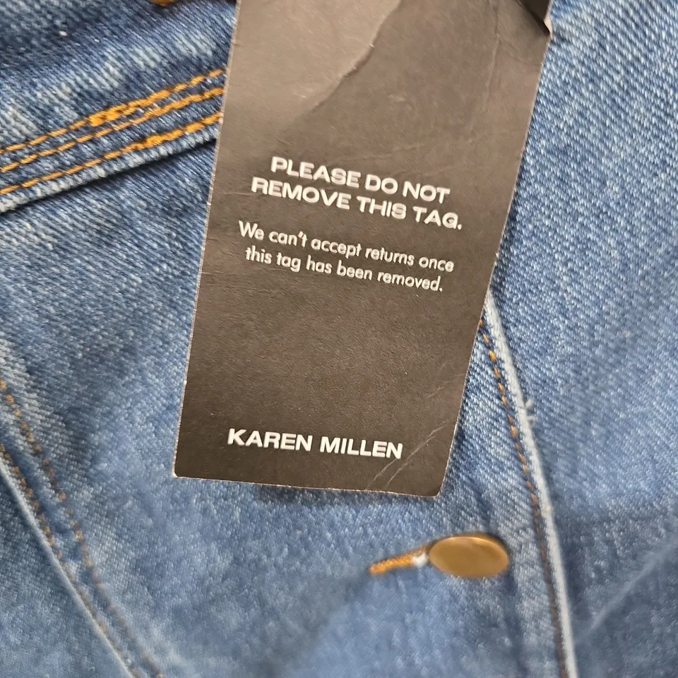 KAREN MILLEN DENIM JEANS – WOMEN'S BUTTON-DETAIL FRONT, UK 10 (EU 38, US 6)