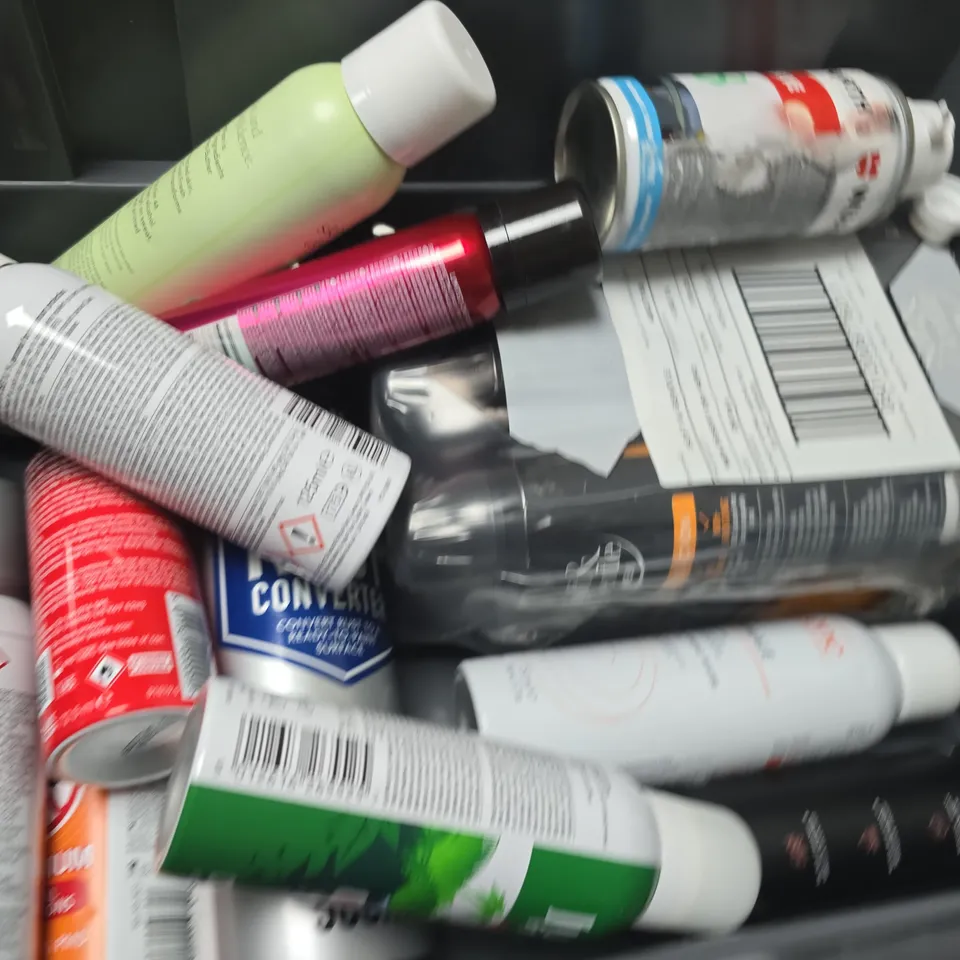 APPROXIMATELY 15 ASSORTED AEROSOLS TO INCLUDE DEEP HEAT , OLIVE OIL AND WATERPROOF SPRAY