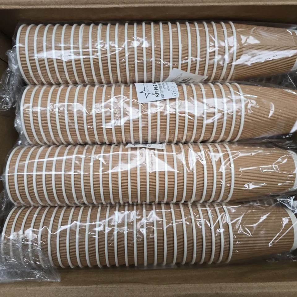 NOVATOSTAR RIPPLE WALL HOT CUP BROWN STRAIGHT SLEEVES 8OZ – PACK OF 25 (X20)