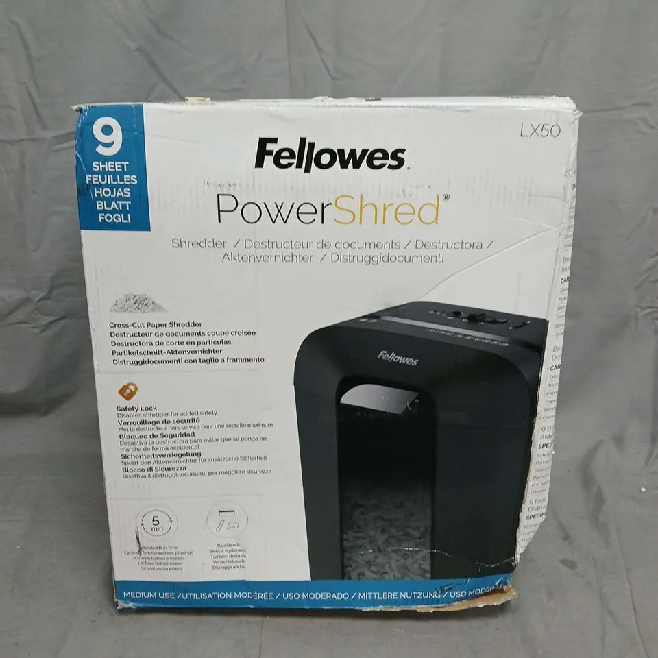 FELLOWES POWERSHRED LX50 CROSS-CUT SHREDDER 230V