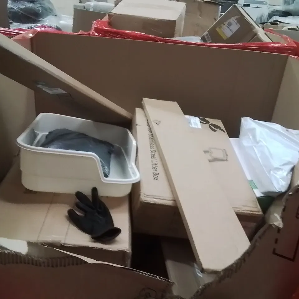 PALLET OF ASSORTED HOUSEHOLD GOODS AND PRODUCTS TO INCLUDE;MIST FAN,DOUGH TRAY,BIKE