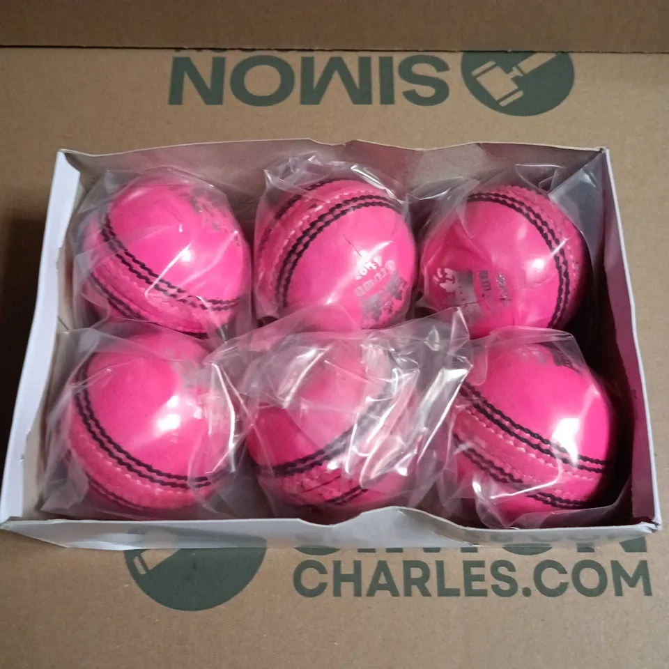 MARTIN BERRILL SPORTS PINK CRICKET BALLS – SET OF 6