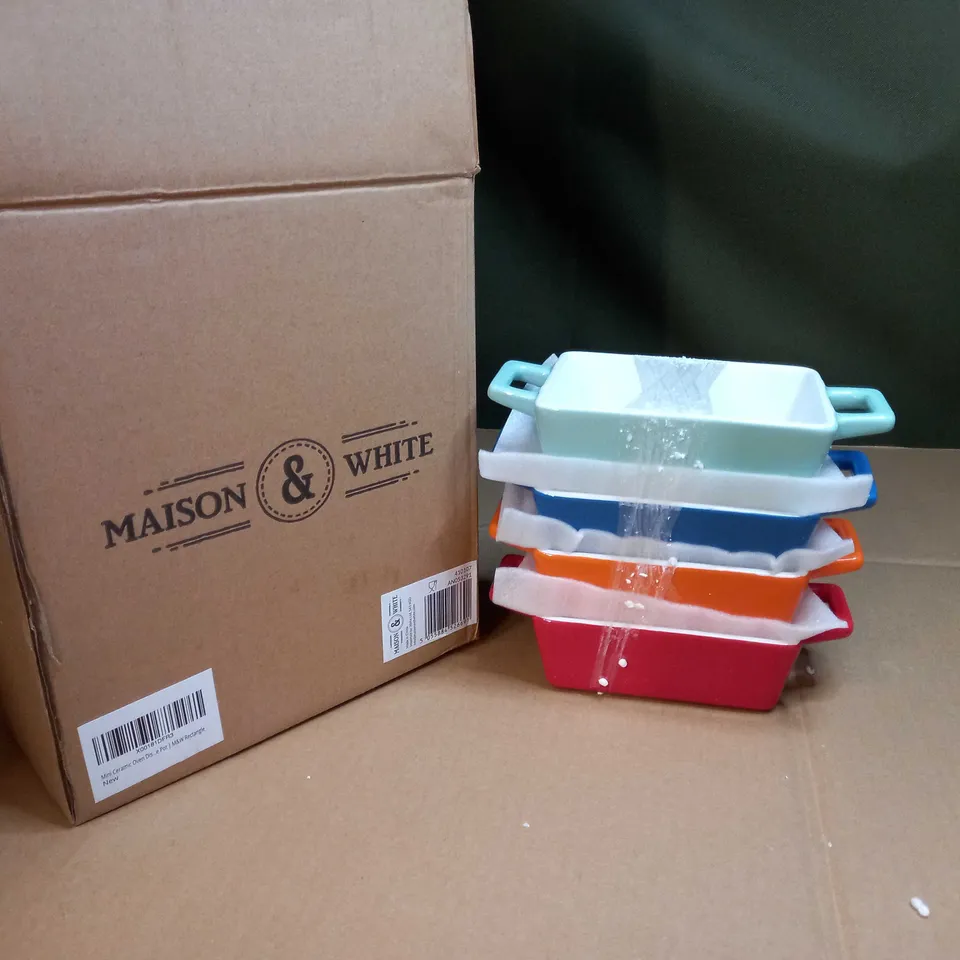 BOXED MAISON & WHITE SET OF 4 MINI CERAMIC OVER DISHES