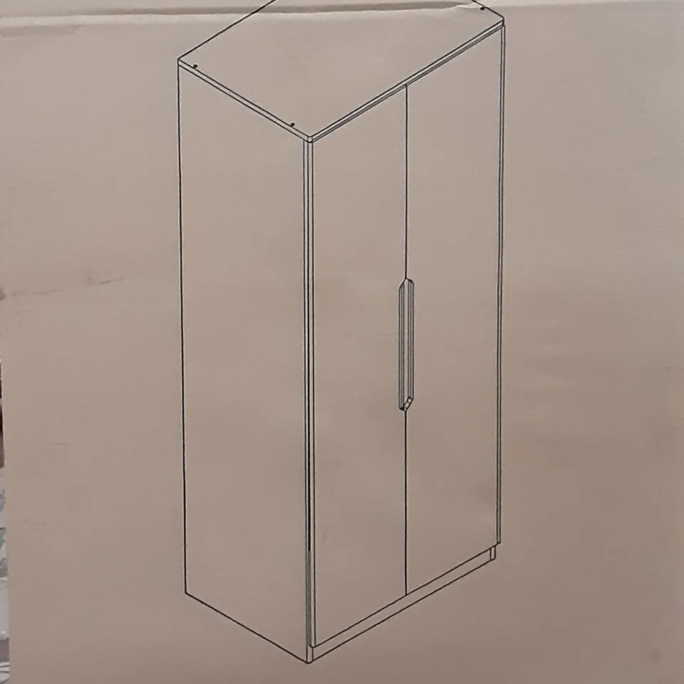 BOXED LARSON DOUBLE WARDROBE 2 DOORS IN GREY  ,H182.5 X W75 X D52CM , 2 BOXES 