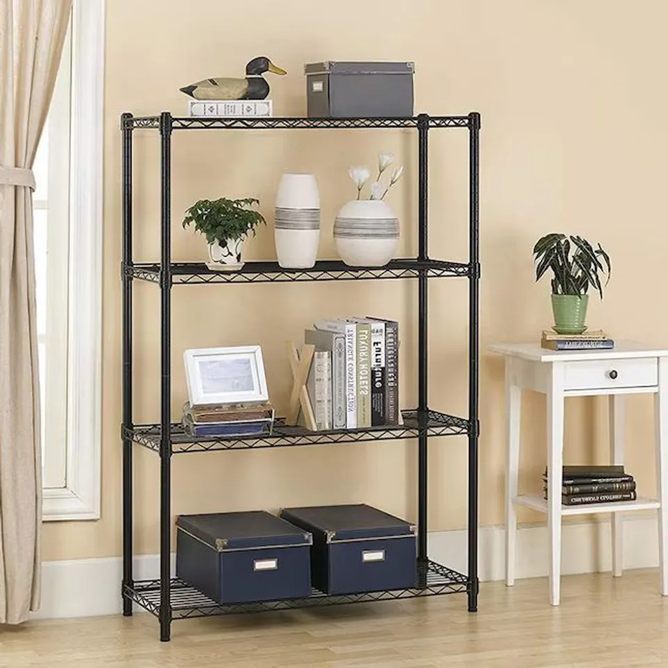 BOXED BESTOFFICE METAL HEAVY DUTY 4-TIER PALLET RACKING SYSTEM (36-IN W X 14-IN D X 54-IN H), BLACK