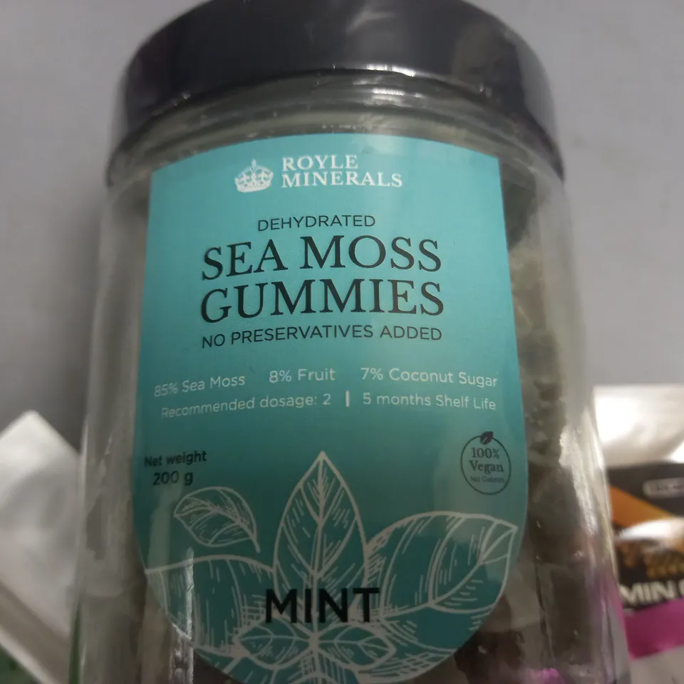 LOT OF 2 200G TUBS OF ROYAL MINERALS SEA MOSS GUMMIES - MINT & BERRY