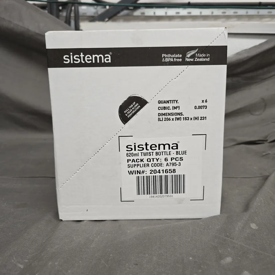 LARGE BOX OF APROX 70 ASSORTED SISTEMA 620 ML TWIST BOTTLES 