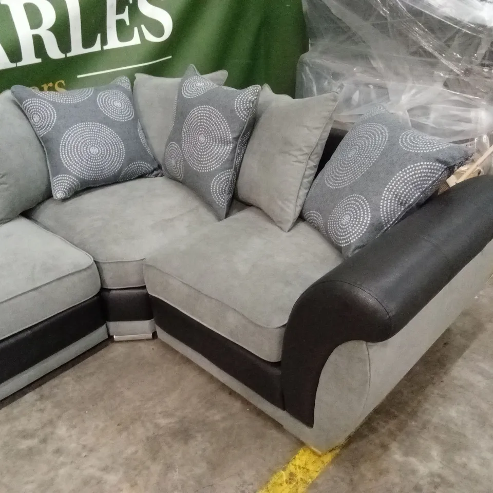 DANUBE FABRIC/FAUX LEATHER CORNER GROUP SCATTER BACK SOFA RRP £1049