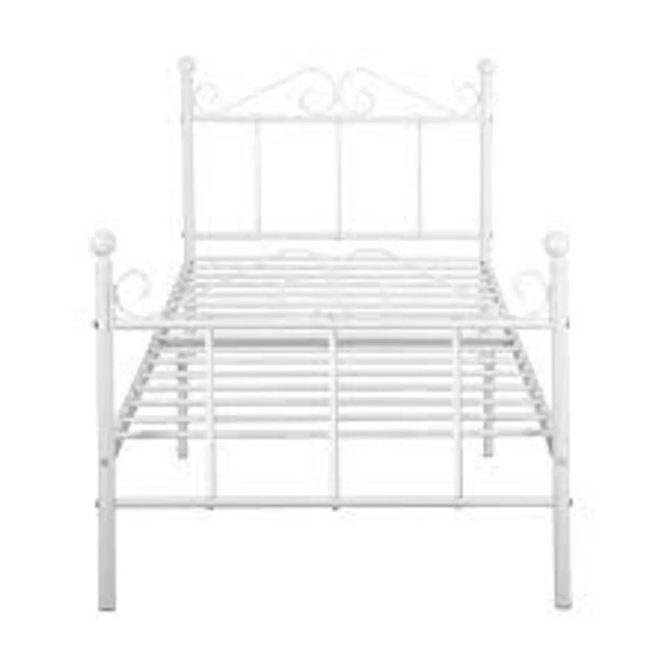BOXED TIKI WHITE METAL SINGLE BED FRAME (1 BOX)
