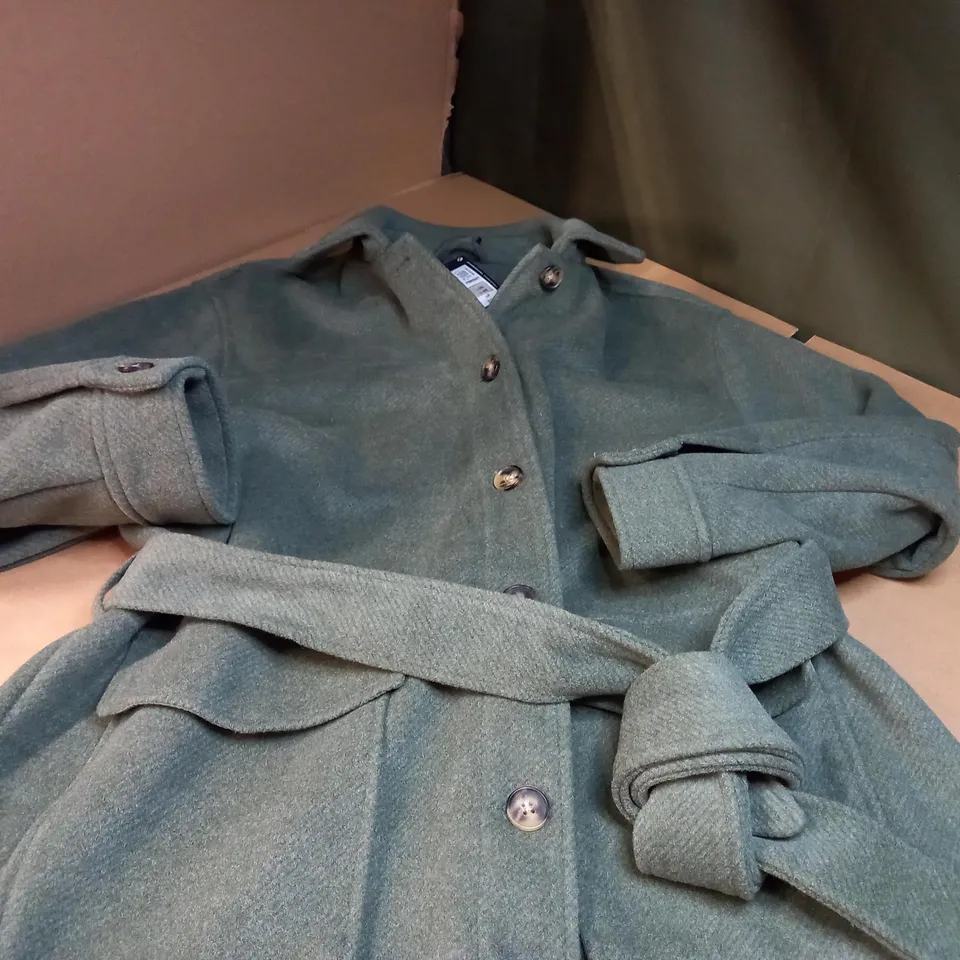 M&S SAGE BUTTON THROUGH WOOL LOOK  JACKET - SIZE 20