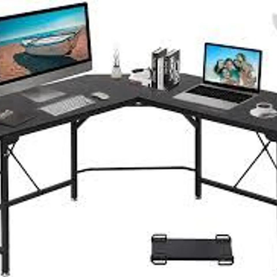 BOXED GRANDMA SHARK L-SHAPED COMPUTER DESK 140×140×75CM - BROWN